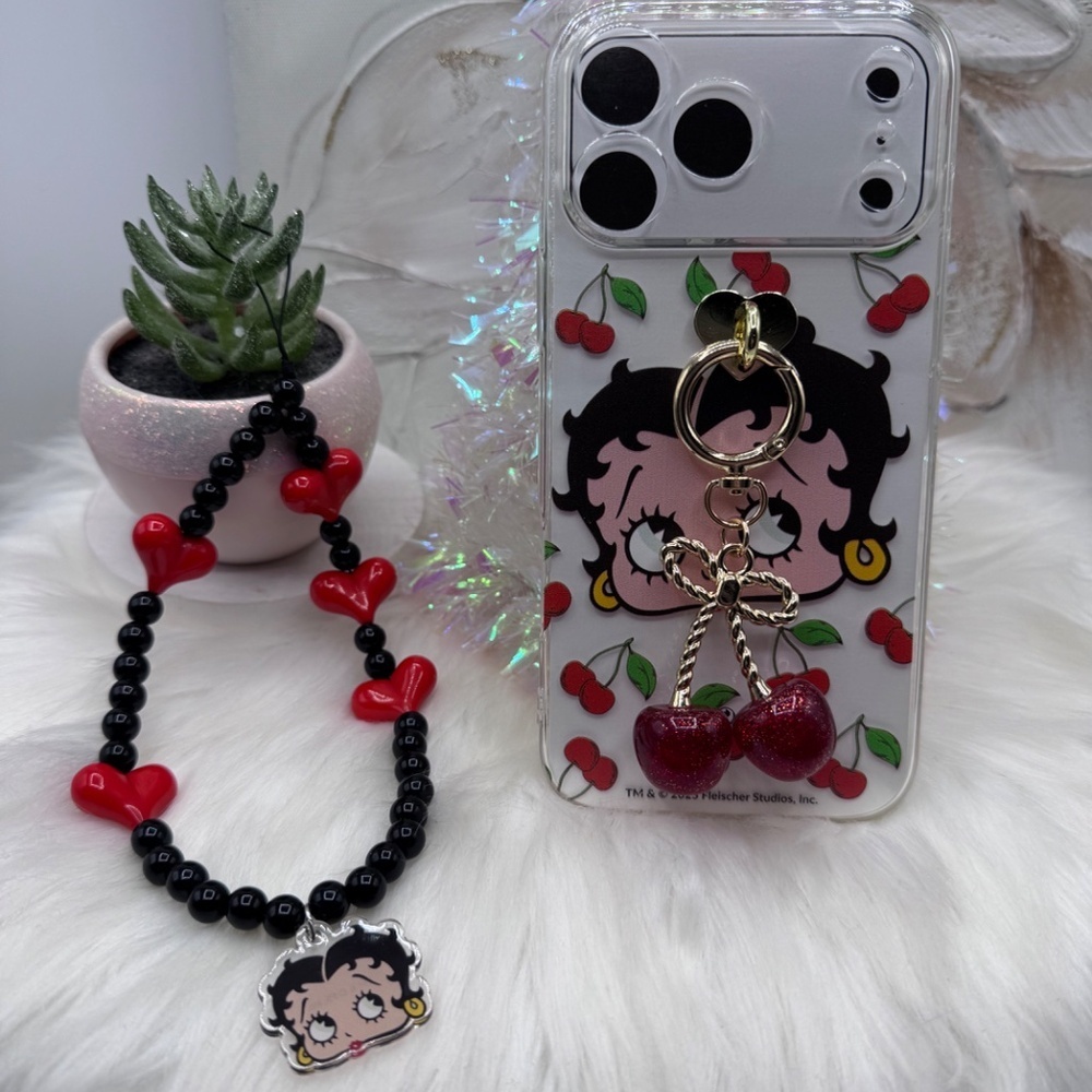Betty Boop Cherry theme iPhone 17 Pro Case with Phone lanyard - Picture 5 of 5